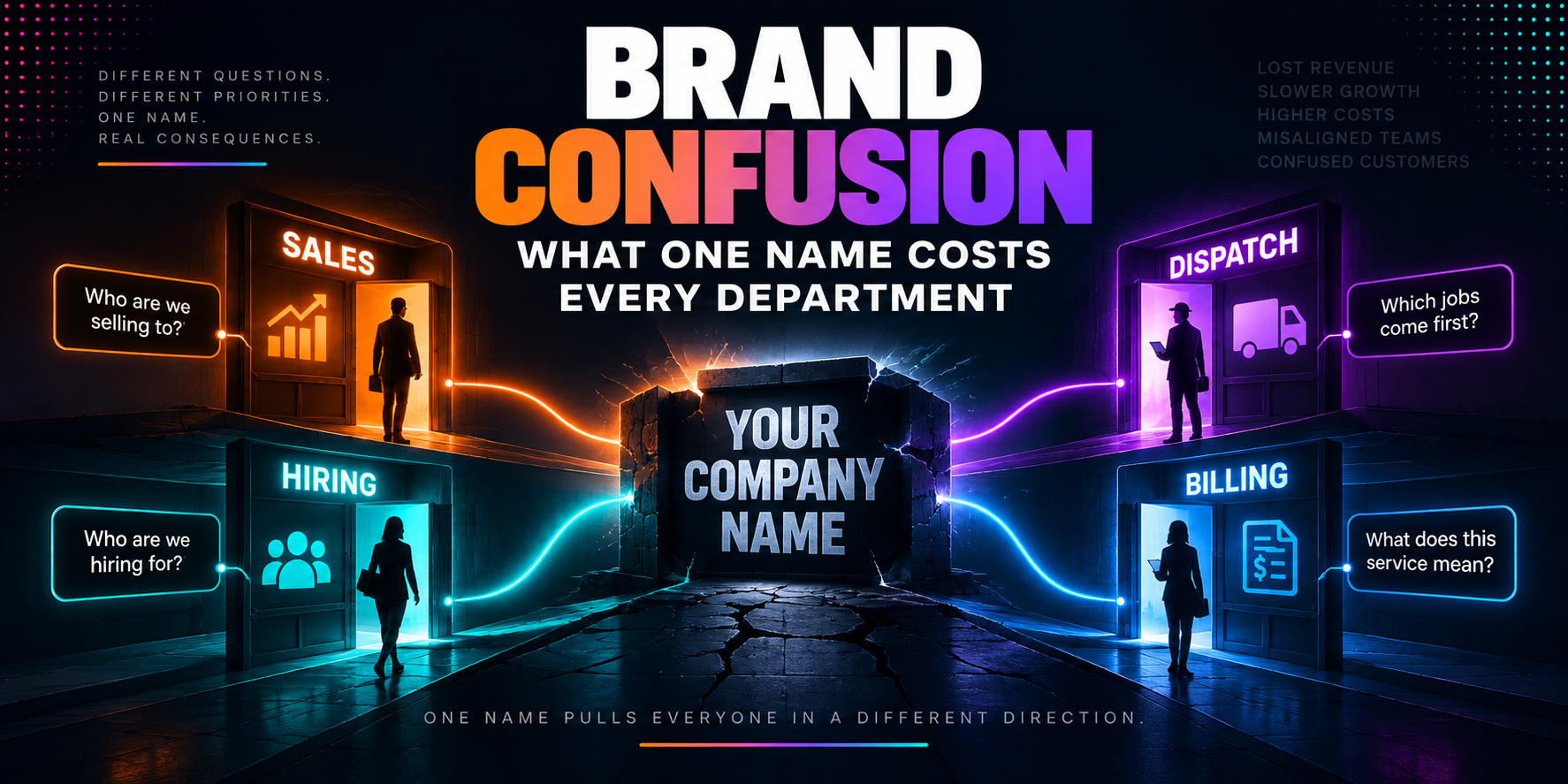 Brand confusion developing in six stages as a company outgrows the name it started with